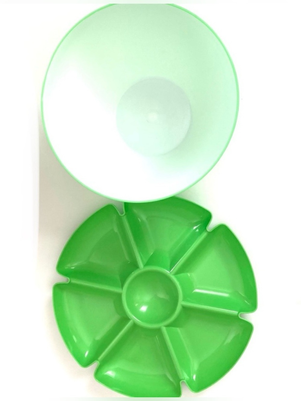 Set of 1 Big Plastic Bowl +7 Section Chip& Dip Vegetable Appetizer Serving Tray